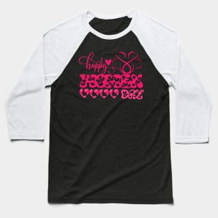 Happy women day 8th march groovy font with hearts Baseball T-Shirt